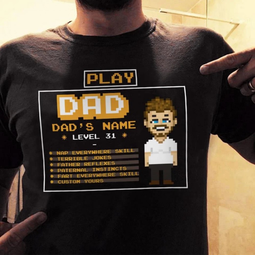 Gaming Dad Playing Game – Personalized Shirt – Father’s Day Gift For Dad – Pixel Man