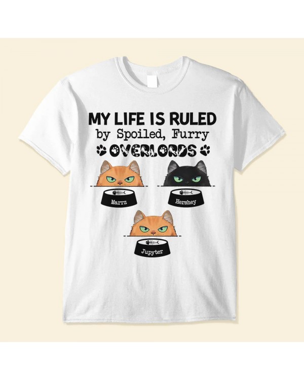 Ruled By A Spoiled Furry Overlord – Personalized Shirt – Glaring Cat