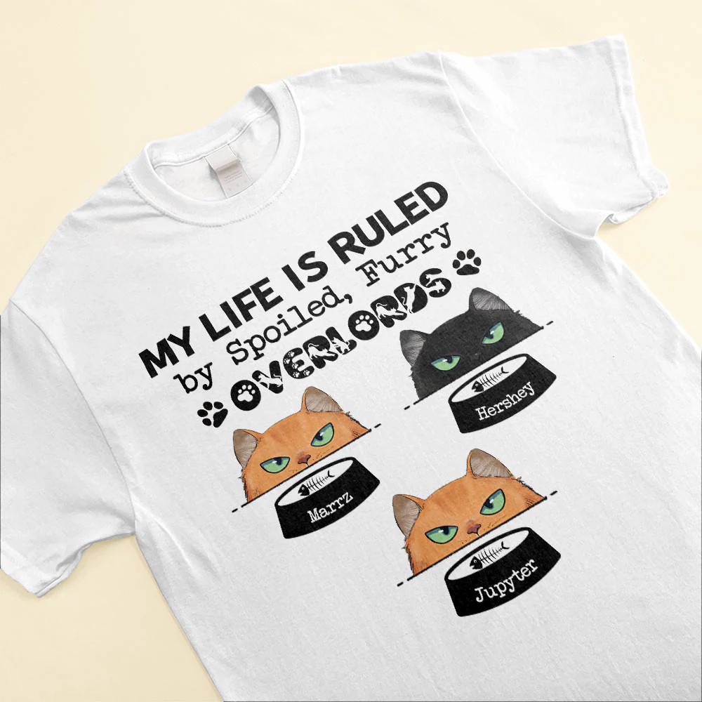 Ruled By A Spoiled Furry Overlord – Personalized Shirt – Glaring Cat