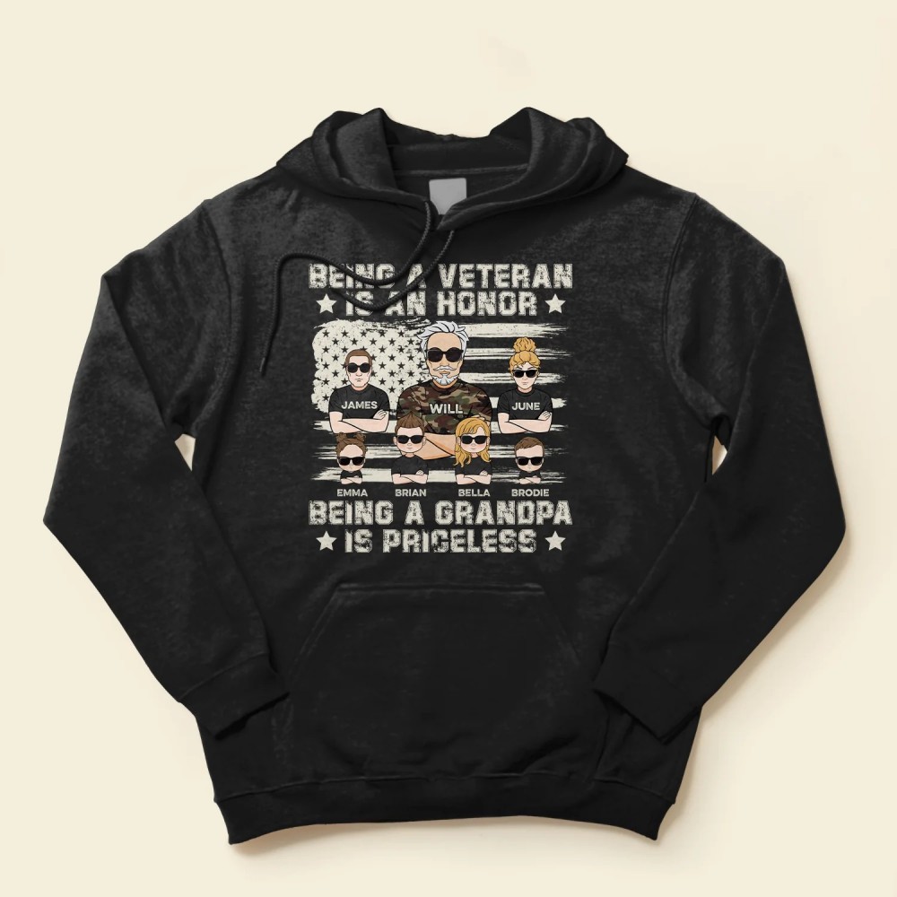 Being A Grandpa Is Priceless – Personalized Shirt – Father’s Day Birthday Gift For Veteran Army Dad Grandpa Grandfather – From Son Daughter Granddaughters Grandsons