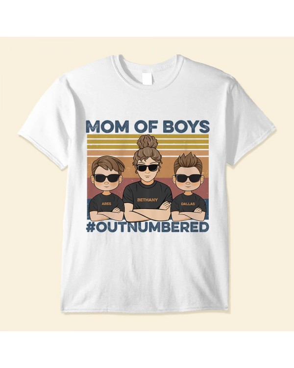 Mom Of Boys Outnumbered Family Custom Shirt Gift For Mom