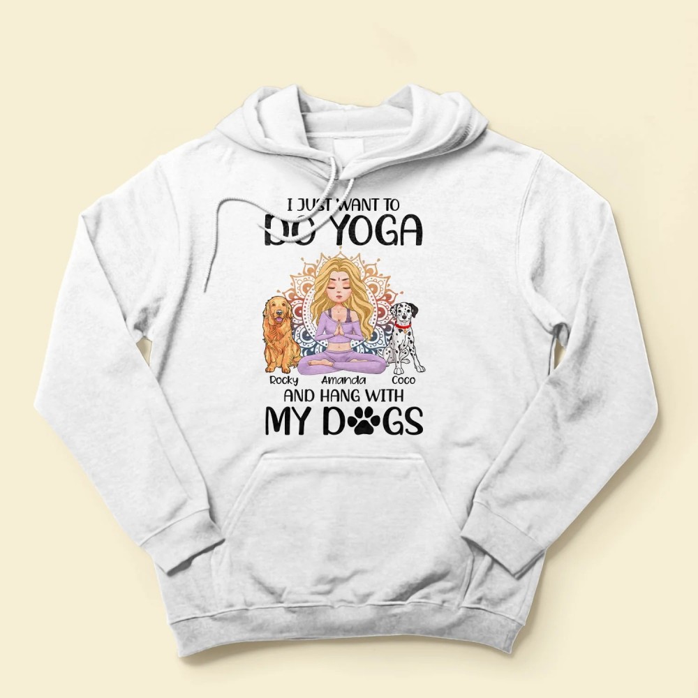 Yoga And Hang With My Dogs Personalized Shirt Gift For Yoga Lover Yoga Girl Illustration