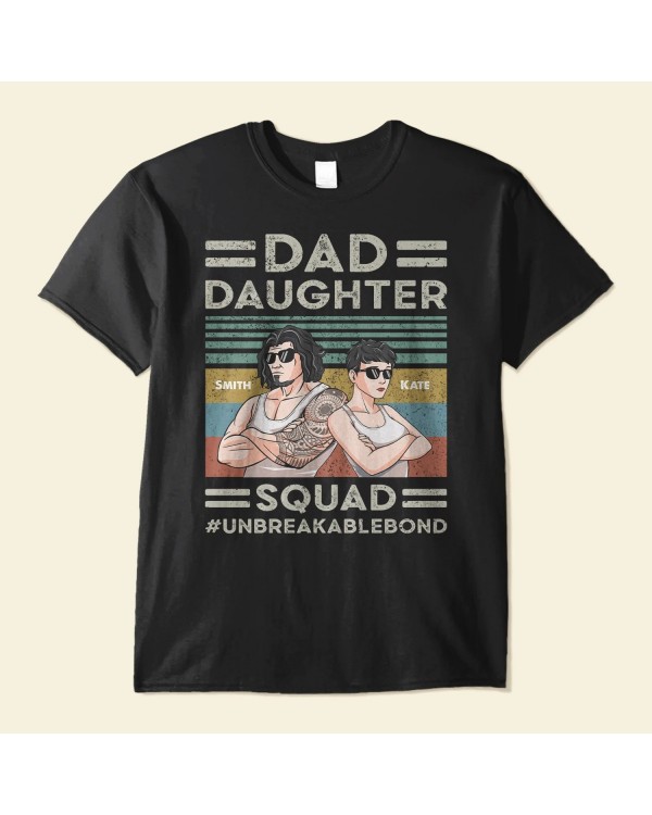 Dad Daughter Squad – Personalized Shirt – Birthday Father’s Day Gift For Daddy Step Dad – Gift From Daughters