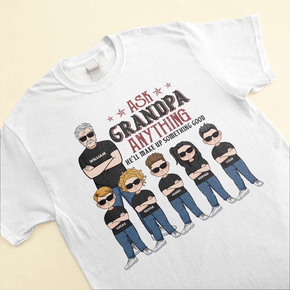 Ask Grandpa Anything – Personalized Shirt – Birthday Father’s Day Gift For Papa Grandpa Grandfather