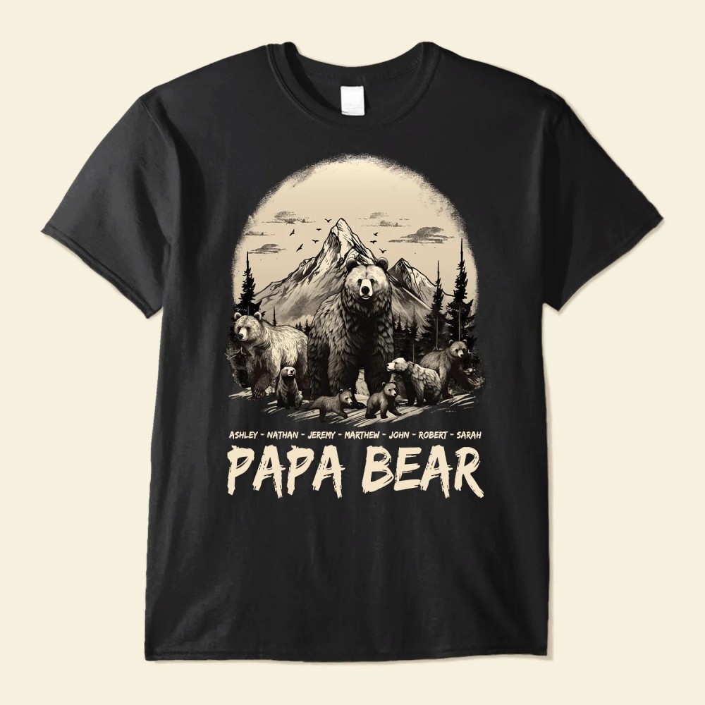 Papa Bear Grandpa Bear Daddy Bear With Cub’s Names – Personalized Shirt