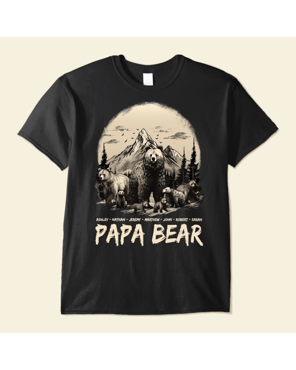 Papa Bear Grandpa Bear Daddy Bear With Cub’s Names – Personalized Shirt