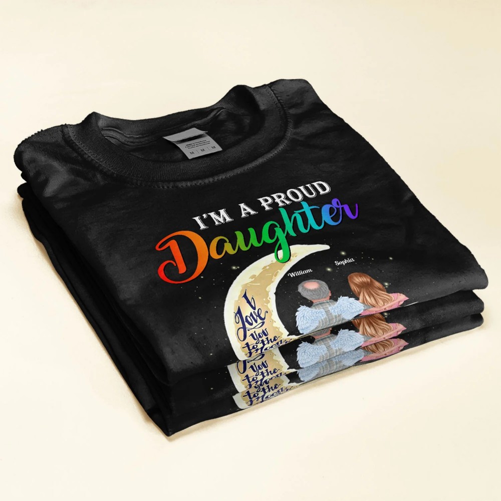 Proud Daughter Of A Wonderful Dad In Heaven – Personalized Shirt – Father’s Day Memory Gift For Dad Father In Heaven Loss Of Father