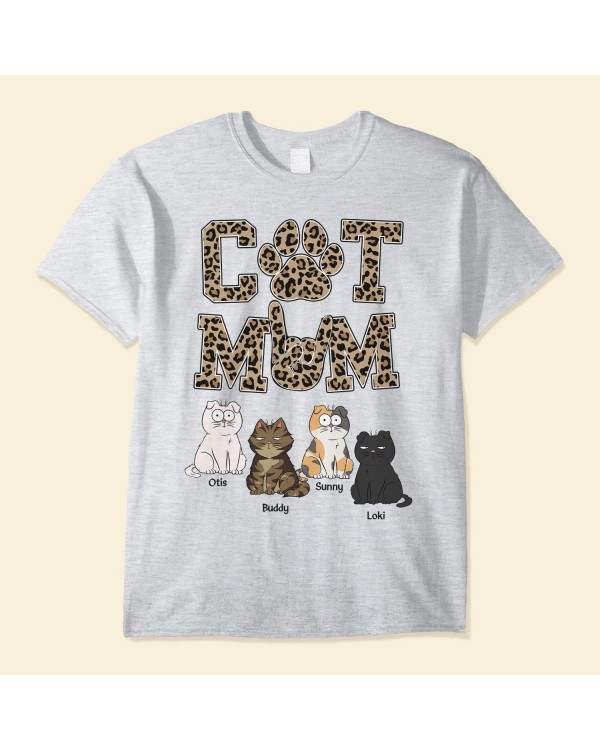 Cat Mom Leopard Version – Personalized Shirt