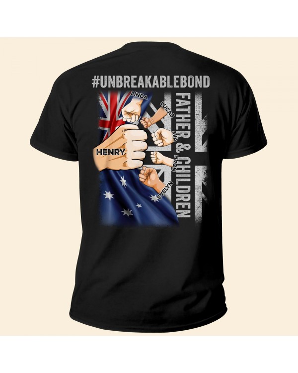 Father Children Unbreakable Bond – Personalized Shirt – Australia Day Gifts Birthday Gifts For Dad Husband Son