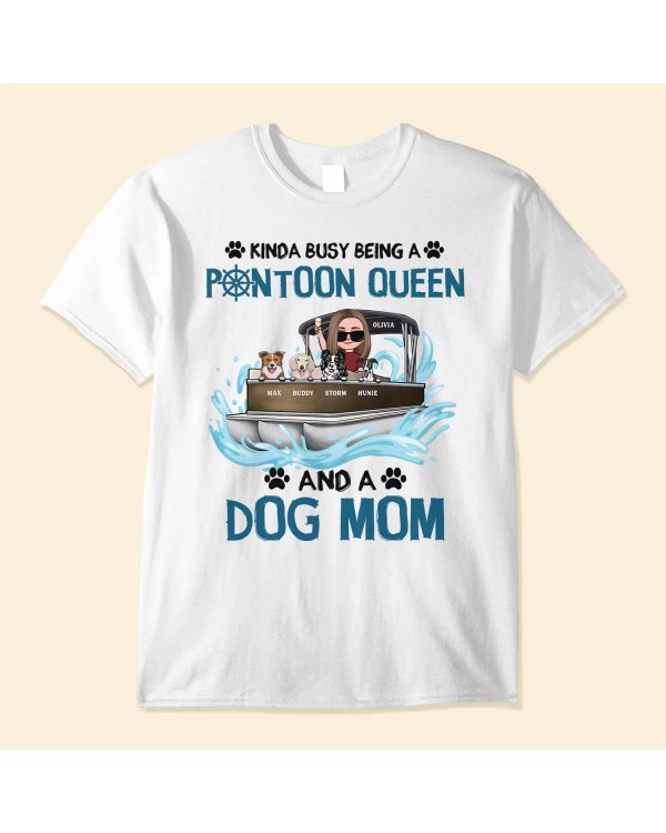 Pontoon Queen Dog Mom – Personalized Shirt – Birthday Summer Vacation Gift For Dog Cat Lovers